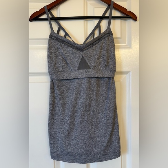 Lululemon Heathered Gray Strappy Back Work out Tank Top Size 8 - Picture 1 of 9